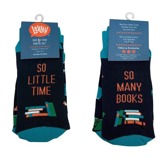 Lavley So Many Books So Little Time Cotton Spandex Socks 1 Pair Onesize NEW - Picture 1 of 4